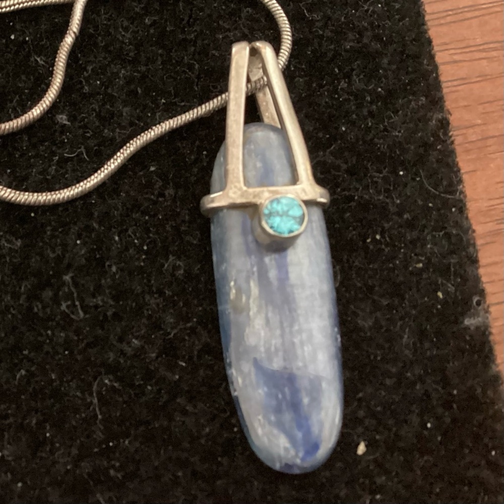 Space Modern Sterling Kyanite Pendant & Chain.